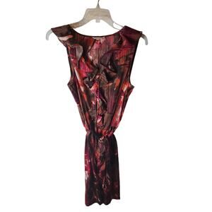Calvin Klein Lightweight Belted Sleeveless Ruffle V-Neck Dress, Size 14